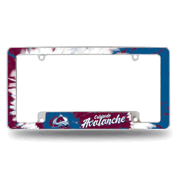 Colorado Avalanche Tie Dye 12" x 6" Chrome All Over Automotive License Plate Frame for Car/Truck/SUV