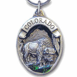 Colorado Bison Metal Key Chain with Enameled Details