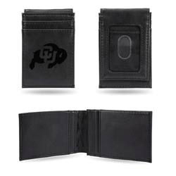 Colorado Buffaloes Black Laser Engraved Front Pocket Wallet