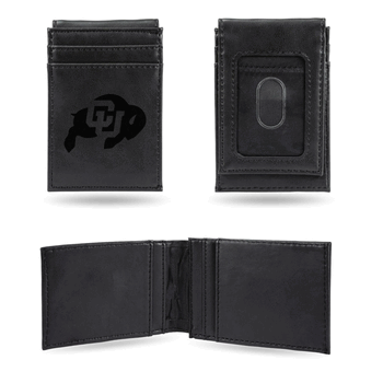 Colorado Buffaloes Black Laser Engraved Front Pocket Wallet