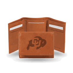 Colorado Buffaloes  Brown Embossed Genuine Leather Tri-Fold Wallet