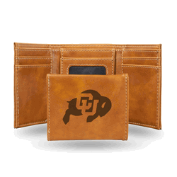 Colorado Buffaloes Brown Laser Engraved Faux Leather Trifold