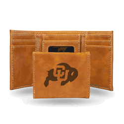 Colorado Buffaloes Brown Laser Engraved Tri-Fold Wallet