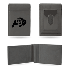 Colorado Buffaloes Gray Laser Engraved Front Pocket Wallet