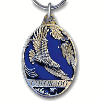 Colorado Eagle Metal Key Chain with Enameled Details
