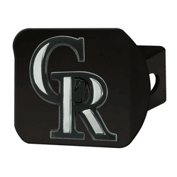 Colorado Rockies Black Metal Hitch Cover with Metal Chrome 3D Emblem