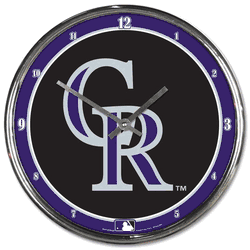 Colorado Rockies Clock Round Wall Style Chrome