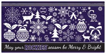Colorado Rockies Merry and Bright 6x12 Sign
