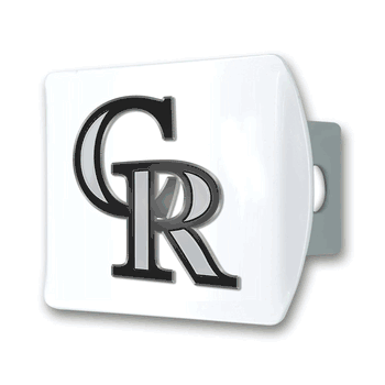 Colorado Rockies White Metal Hitch Cover with  3D Color Emblem
