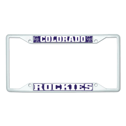 Colorado Rockies White Metal License Plate Frame - 6.25"x12.25"