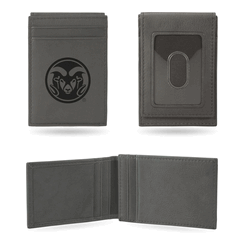 Colorado State Rams Gray Laser Engraved Front Pocket Wallet