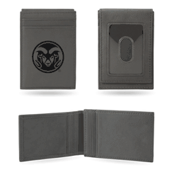 Colorado State Rams Gray Laser Engraved Front Pocket Wallet