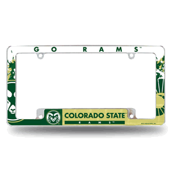 Colorado State Rams Primary 12" x 6" Chrome All Over Automotive License Plate Frame