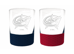 Columbus Blue Jackets 2pc Laser Etched Commissioner Rocks Glass Set