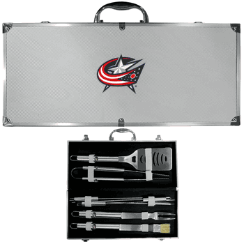 Columbus Blue Jackets 8 pc Stainless Steel BBQ Set w/Metal Case