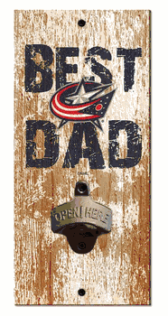 Columbus Blue Jackets Best Dad Bottle Opener   Wood Sign