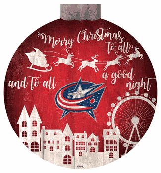Columbus Blue Jackets Christmas Village 12in Wall Art