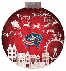 Columbus Blue Jackets Christmas Village 12in Wall Art