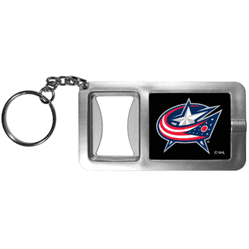 Columbus Blue Jackets Flashlight Key Chain with Bottle Opener