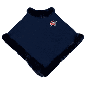 Columbus Blue Jackets Fur Trim Poncho