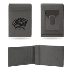 Columbus Blue Jackets Gray Laser Engraved Front Pocket Wallet