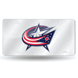 Columbus Blue Jackets Silver 12" x 6" Silver Laser Cut Tag For Car/Truck/SUV