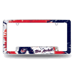 Columbus Blue Jackets Tie Dye 12" x 6" Chrome All Over Automotive License Plate Frame