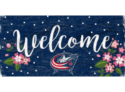 Columbus Blue Jackets Welcome Floral 6x12 Sign