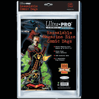Comic Bags - Magazine Size - Resealable (100 per pack)