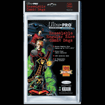 Comic Bags - Regular Size - Resealable (100 per pack)