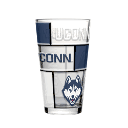 Connecticut Huskies 16oz Quilted Stained Pint Glass
