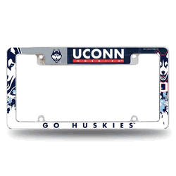 Connecticut Huskies Primary 12" x 6" Chrome All Over Automotive License Plate Frame