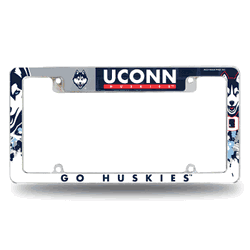 Connecticut Huskies Primary 12" x 6" Chrome All Over Automotive License Plate Frame for Car/Truck/SUV