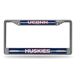 Connecticut Huskies UCONN Classic 12" x 6" Silver Bling Chrome Car/Truck/SUV Auto Accessory