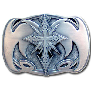 Cross with Wings Oversized Belt Buckle