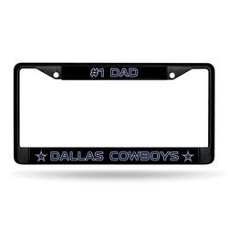 Dallas Cowboys #1 Dad Black Chrome Frame with Decal Inserts 12" x 6" Car/Truck Auto Accessory