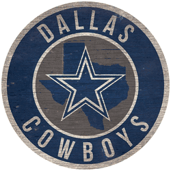 Dallas Cowboys 12 in. Circle w/ State Sign