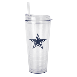 Dallas Cowboys 22oz Flipside Dbl Wall Clear Tumbler