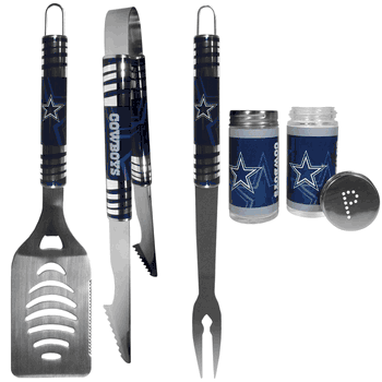 Dallas Cowboys 3 pc Tailgater BBQ Set and Salt and Pepper Shaker Set