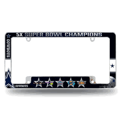 Dallas Cowboys 5 Time Super Bowl Champs All Over Chrome Frame