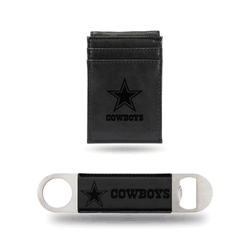Dallas Cowboys Black Laser Engraved Front Pocket Wallet & Bar Blade