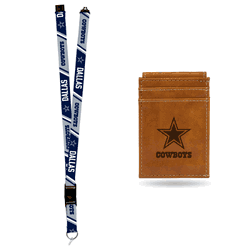 Dallas Cowboys Brown Front Pocket Wallet Set
