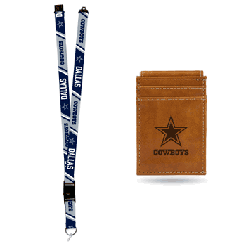 Dallas Cowboys Brown Front Pocket Wallet Set