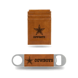 Dallas Cowboys Brown Laser Engraved Front Pocket Wallet & Bar Blade