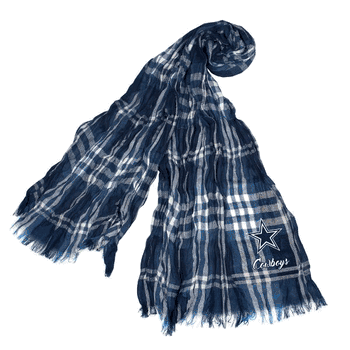 Dallas Cowboys Crinkle Scarf Plaid Navy/Gray