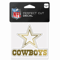 Dallas Cowboys Decal 4x4 Perfect Cut Metallic Gold