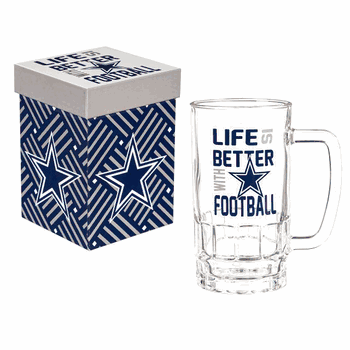 Dallas Cowboys Glass 18oz Tankard Boxed