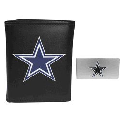Dallas Cowboys Leather Tri-fold Wallet & Money Clip