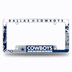 Dallas Cowboys Primary 12" x 6" Chrome All Over Automotive License Plate Frame for Car/Truck/SUV