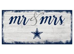Dallas Cowboys Script Mr & Mrs 6x12 Sign